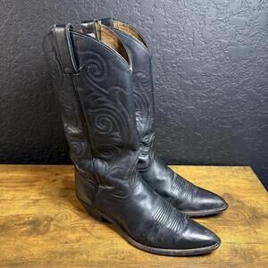 Tony Lama Cowboy Western Riding Boots Mens Size 9B Black Leather Pointed Toe